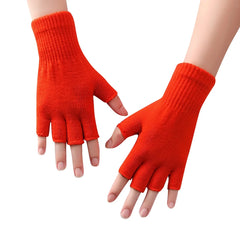 1Pair Black Half Finger Fingerless Gloves For Women And Men Wool Knit Wrist Cotton Gloves Winter Warm Workout Gloves