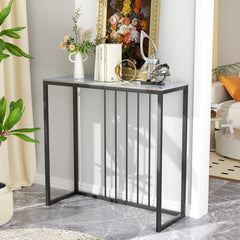 80CM Long Rectangle Marble Console Table for Living Room Entryway Accent Table Metal Frame
