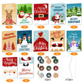 26pcs Merry Christmas Fold Small Greeting Cards with Envelopes Xmas Postcard Navidad New Year 2025 DIY Gift Card Decoration Noel