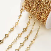 1Meter/Pack 5.5MM 14/18K Gold Plated Brass Rhombus Chain For Jewelry Making Necklace Bracelets Chain Jewelry Making Supplies
