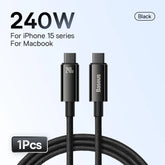 Baseus 240W USB C Cable for iPhone 16 15 Plus Pro Max Supercharge for Macbook Fast Charger Type C Cable for xiaomi Samsung