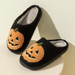 Cute Funny Halloween Women's Slippers Cartoon Pumpkin Indoor Warm Soft Sole Comfy Slipper Breathable Leisure Home Plush Shoes