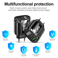 GaN 65W PD USB Type C Charger Mobile Phone Quick Charge Type C Wall Charger For iPhone Xiaomi Samsung Huawei EU/US Plug Charger