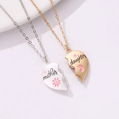 2PCS Mother and Daughter Matching Magnetic Heart Pendant Necklace Set Mother's Day Gift