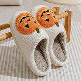 Cute Funny Halloween Women's Slippers Cartoon Pumpkin Indoor Warm Soft Sole Comfy Slipper Breathable Leisure Home Plush Shoes
