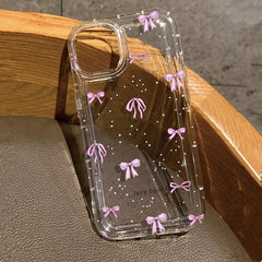 Colorful Bow Print Clear Case For iPhone 16 14 13 12 11 15 Pro Max SE XR X XS 7 8 Plus Transparent Tpu Shockproof Phone Cover