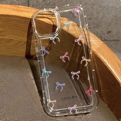Colorful Bow Print Clear Case For iPhone 16 14 13 12 11 15 Pro Max SE XR X XS 7 8 Plus Transparent Tpu Shockproof Phone Cover