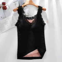 40-90 Kg Plus Size Thermal Underwear Female Velvet Lace V-neck Sexy Slim Warm Vest Camisole Cotton Tank Tops термобелье женское