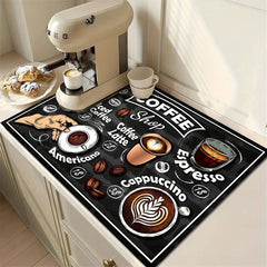 1pc creative pattern printed coffee machine mat kitchen counter quick water absorption utensil drying mat desktop drainage mat