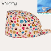 Solid color scrub cap with button pet grooming working Caps surgical cap Lab work hat womens Scrub hats nurse accessories