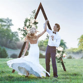 10.2FT Tall Rustic Triangle Wedding Arch Thicken Wooden Backdrop Stand Frame for Garden Wedding Ceremony Decorations
