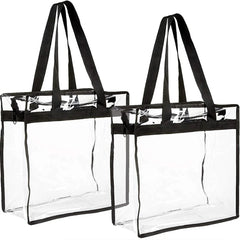 2Pcs Clear Tote Bags Large Capacity Transparent Shoulder Bag with Zipper Flexible Clear Lunch Bag Multipurpose Transparent Totes
