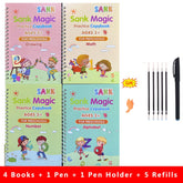 4pcs Sank Magic Practice Copybook Pen Preschools Kids Calligraphy English Verison Free Wiping Children Reusable Writing Book