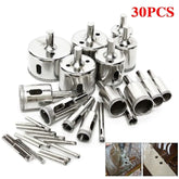 30pcs Diamond Hole Saw Drill Bit Set 6-50mm Cutter Glass Ceramic Tile Porcelain
