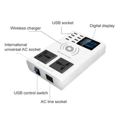 YC-CDA10W 10W Multi Port USB Intelligent Digital Display Fast Charging Wireless Charger, UK Plug