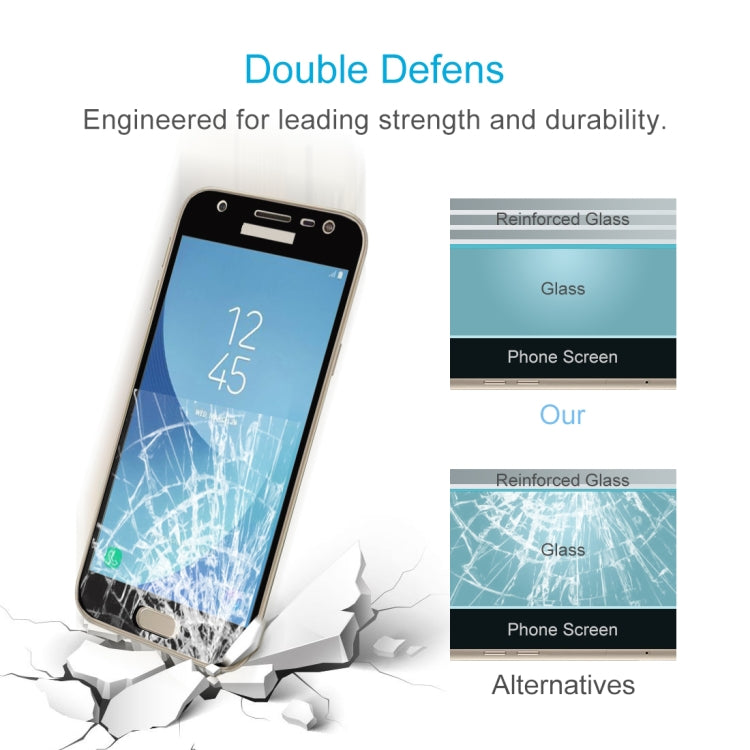 For Galaxy J3 (2017) (EU Version) 0.26mm 9H Surface Hardness 2.5D Curved Silk-screen Full Screen Tempered Glass Screen Protector, For Galaxy J3 (2017) (EU Version) For Galaxy J3 (2017) (EU Version) 0.26mm 9H Surface Hardness 2.5D Curved Silk-screen Full Screen Tempered Glass Screen Protector, For Galaxy J3 (2017) (EU Version)