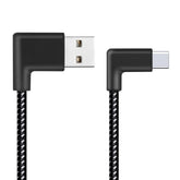 20cm 2A USB to USB-C / Type-C Nylon Weave Style Double Elbow Data Sync Charging Cable