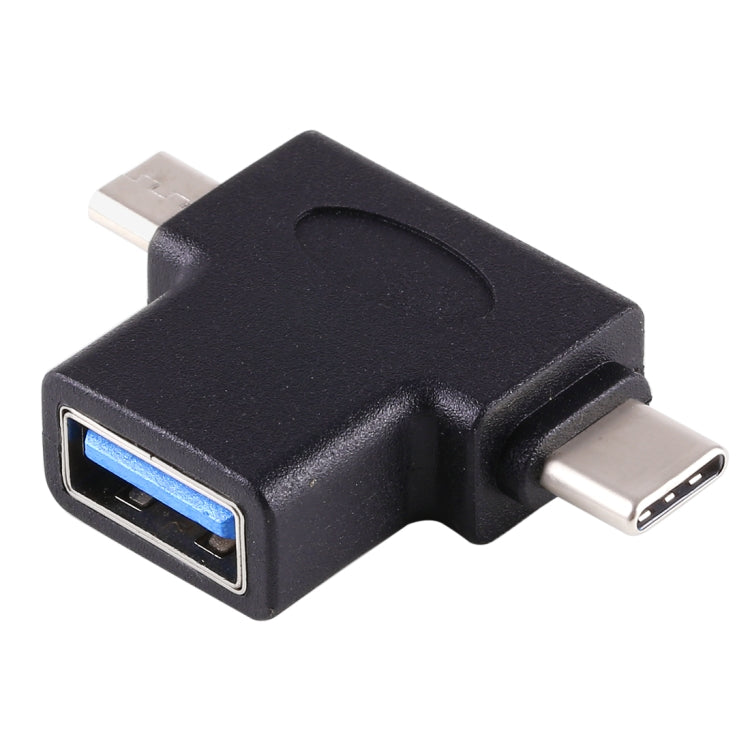 Multi-function USB 3.0 Female & USB-C / Type-C Male & Micro USB Male T-shape OTG Adapter Multi-function USB 3.0 Female & USB-C / Type-C Male & Micro USB Male T-shape OTG Adapter