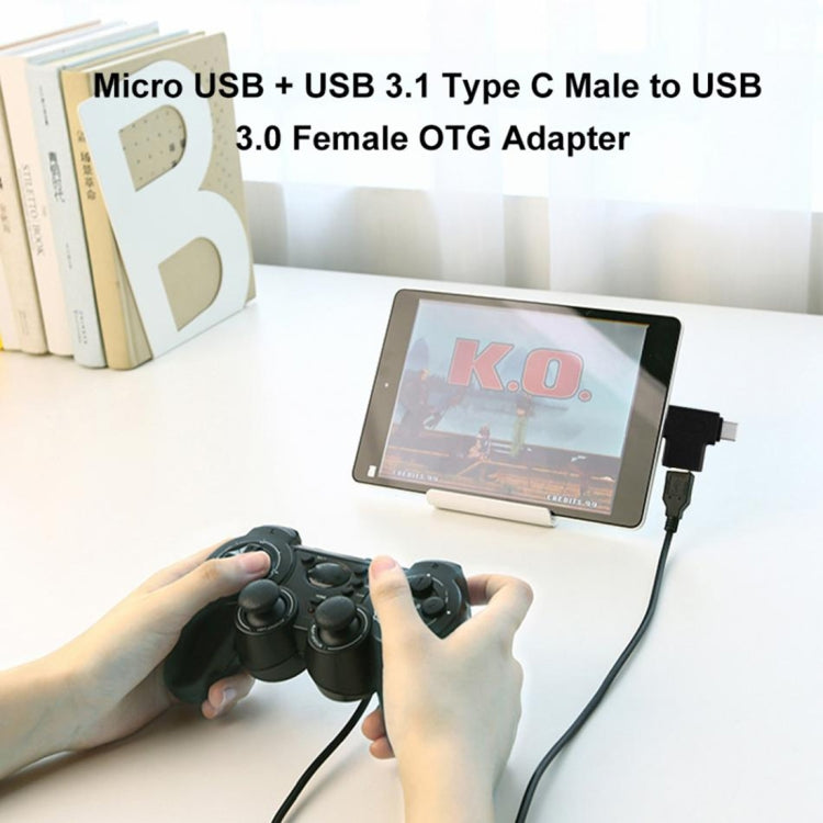 Multi-function USB 3.0 Female & USB-C / Type-C Male & Micro USB Male T-shape OTG Adapter Multi-function USB 3.0 Female & USB-C / Type-C Male & Micro USB Male T-shape OTG Adapter