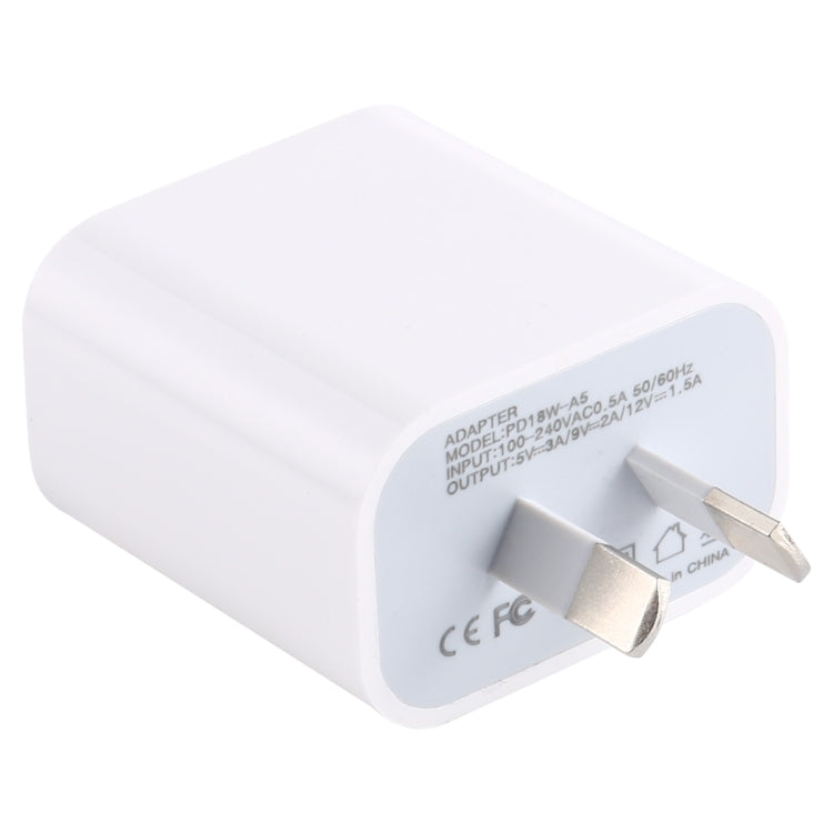 PD18W-A5 18W PD Power Adapter Wall Charger, AU Plug PD18W-A5 18W PD Power Adapter Wall Charger, AU Plug