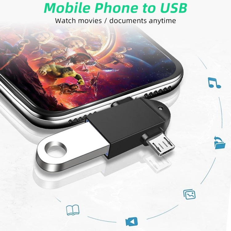 USB 3.0 Female to USB-C / Type-C Male + Micro USB Male Multi-function OTG Adapter with Sling Hole USB 3.0 Female to USB-C / Type-C Male + Micro USB Male Multi-function OTG Adapter with Sling Hole