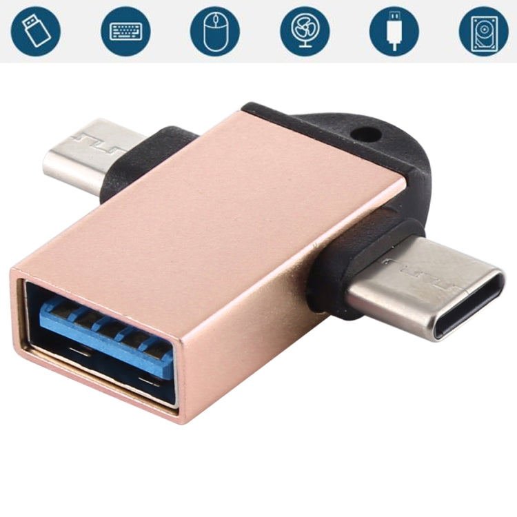 USB 3.0 Female to USB-C / Type-C Male + Micro USB Male Multi-function OTG Adapter with Sling Hole USB 3.0 Female to USB-C / Type-C Male + Micro USB Male Multi-function OTG Adapter with Sling Hole