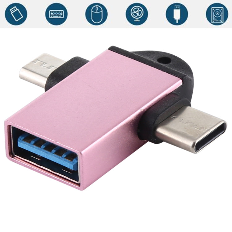USB 3.0 Female to USB-C / Type-C Male + Micro USB Male Multi-function OTG Adapter with Sling Hole USB 3.0 Female to USB-C / Type-C Male + Micro USB Male Multi-function OTG Adapter with Sling Hole