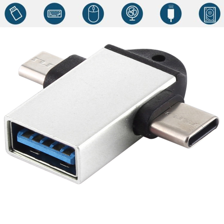 USB 3.0 Female to USB-C / Type-C Male + Micro USB Male Multi-function OTG Adapter with Sling Hole USB 3.0 Female to USB-C / Type-C Male + Micro USB Male Multi-function OTG Adapter with Sling Hole