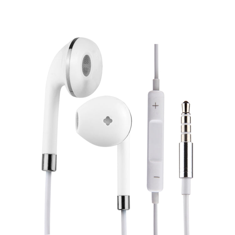Auriculares intrauditivos de 3,5 mm con cuerpo de cable blanco, control de línea y micrófono Auriculares intrauditivos de 3,5 mm con cuerpo de cable blanco, control de línea y micrófono