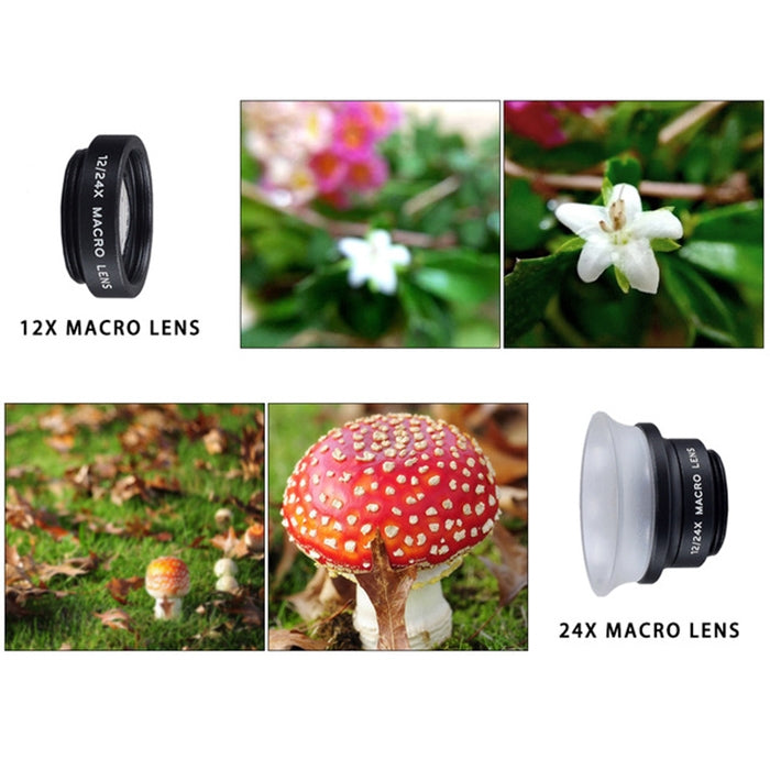 APEXEL APL-24X-H 2 in 1 Universal External 12X & 24X Macro Mobile Phone Lens with Lens Hood APEXEL APL-24X-H 2 in 1 Universal External 12X & 24X Macro Mobile Phone Lens with Lens Hood