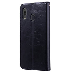 Funda de cuero con tapa horizontal con textura de cera de aceite de estilo empresarial para Galaxy A30, con soporte, ranuras para tarjetas y billetera, para Galaxy A30