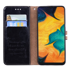Funda de cuero con tapa horizontal con textura de cera de aceite de estilo empresarial para Galaxy A30, con soporte, ranuras para tarjetas y billetera, para Galaxy A30