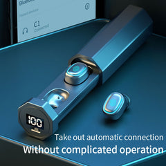 Auriculares inalámbricos Bluetooth 5.0 TWS con pantalla táctil digital y estuche de carga, C1, con chimenea circular