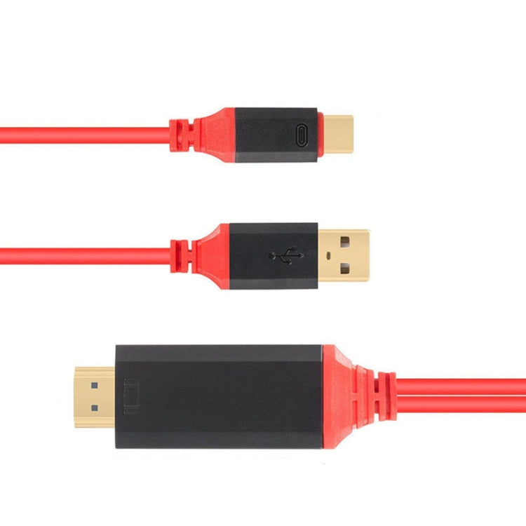 2 in 1 USB-C / Type-C + USB Power Supply Interface to 4K x 2K Ultra HD HDMI Video Cable, Length: 2m, Red USB Power Supply Interface 2 in 1 USB-C / Type-C + USB Power Supply Interface to 4K x 2K Ultra HD HDMI Video Cable, Length: 2m, Red USB Power Supply Interface