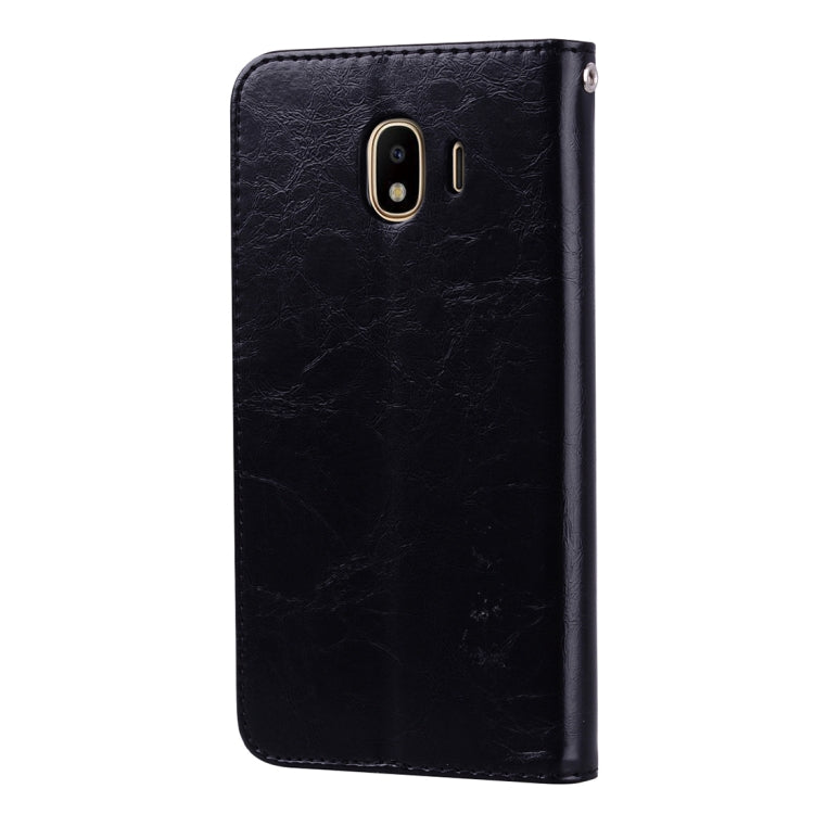 Business Style Oil Wax Texture Horizontal Flip Leather Case for Galaxy J4 (EU Version) (2018), with Holder & Card Slots & Wallet Business Style Oil Wax Texture Horizontal Flip Leather Case for Galaxy J4 (EU Version) (2018), with Holder & Card Slots & Wallet
