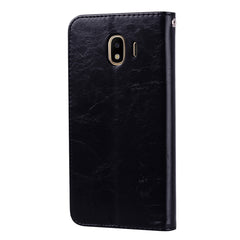 Business Style Oil Wax Texture Horizontal Flip Leather Case for Galaxy J4 (EU Version) (2018), with Holder & Card Slots & Wallet