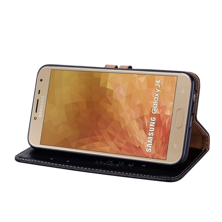 Business Style Oil Wax Texture Horizontal Flip Leather Case for Galaxy J4 (EU Version) (2018), with Holder & Card Slots & Wallet Business Style Oil Wax Texture Horizontal Flip Leather Case for Galaxy J4 (EU Version) (2018), with Holder & Card Slots & Wallet