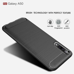 Funda de TPU de fibra de carbono con textura cepillada para Galaxy A50, para Galaxy A50