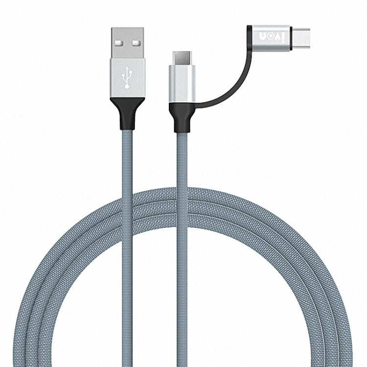 IVON CA52 2.4A USB to Type-C + Micro USB 2 in 1 Charging Sync Data Cable, Length: 1m, Type-C + Micro USB IVON CA52 2.4A USB to Type-C + Micro USB 2 in 1 Charging Sync Data Cable, Length: 1m, Type-C + Micro USB