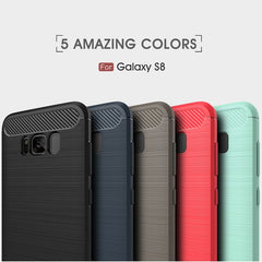 For Galaxy S8 Brushed Carbon Fiber Texture Shockproof TPU Protective Cover Case