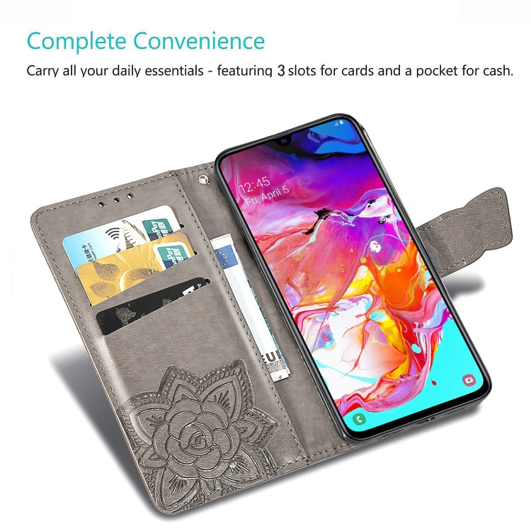 Butterfly Love Flowers Embossing Horizontal Flip Leather Case for Galaxy A70, with Holder & Card Slots & Wallet & Lanyard Butterfly Love Flowers Embossing Horizontal Flip Leather Case for Galaxy A70, with Holder & Card Slots & Wallet & Lanyard