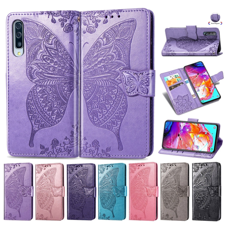Butterfly Love Flowers Embossing Horizontal Flip Leather Case for Galaxy A70, with Holder & Card Slots & Wallet & Lanyard Butterfly Love Flowers Embossing Horizontal Flip Leather Case for Galaxy A70, with Holder & Card Slots & Wallet & Lanyard