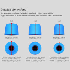 KZ 6-teiliges Ohrhörer-Set mit Schalldämmung und Geräuschunterdrückung aus Memory-Schaum für alle In-Ear-Kopfhörer, Größe: L & M & S