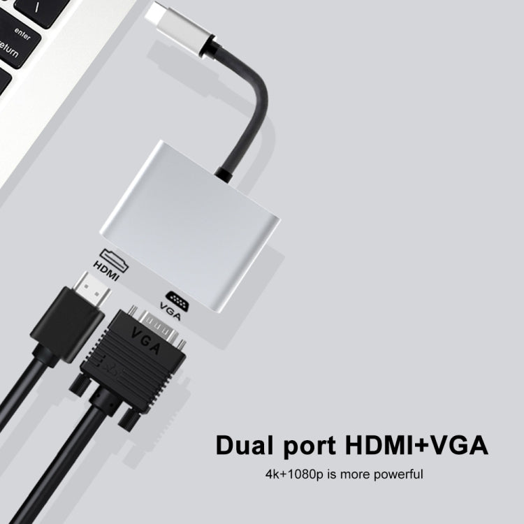 2 in 1 Multifunctional USB-C / Type-C to HDMI+VGA HUB Docking Station 2 in 1 Multifunctional USB-C / Type-C to HDMI+VGA HUB Docking Station