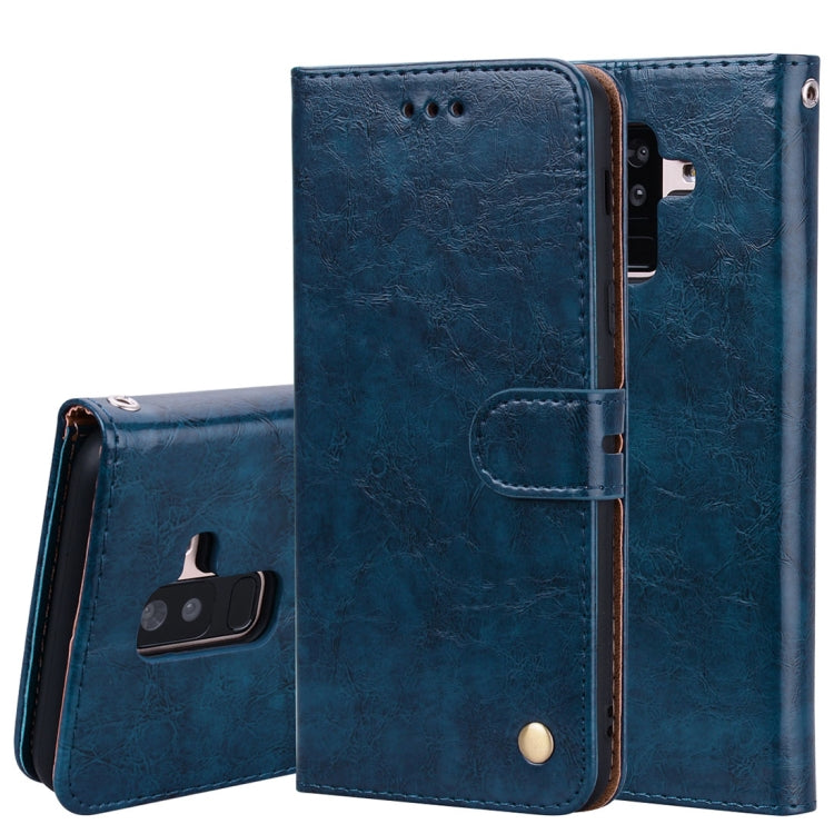 Business Style Oil Wax Texture Horizontal Flip Leather Case for Galaxy A6 Plus (2018), with Holder & Card Slots & Wallet