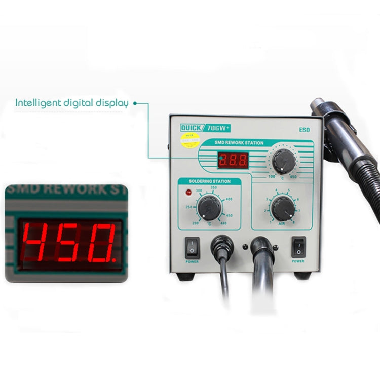 2 in 1 QUICK 706W+ 220V 50W Digital Display Hot Air Gun Anti-static Constant Temperature Lead-free Soldering Iron Desoldering Station, AU Plug, QUICK 706W+ 2 in 1 QUICK 706W+ 220V 50W Digital Display Hot Air Gun Anti-static Constant Temperature Lead-free Soldering Iron Desoldering Station, AU Plug, QUICK 706W+