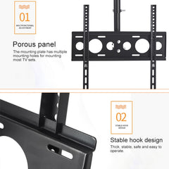 32-65 inch Universal Height & Angle Adjustable Single Screen TV Wall-mounted Ceiling Dual-use Bracket, Retractable Range: 0.5-2m