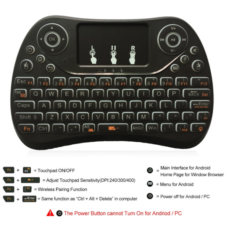 I8 Max 2.4GHz Mini Wireless Keyboard with Touchpad Rechargeable Fly Air Mouse Smart Game 7-color Backlit I8 Max 2.4GHz Mini Wireless Keyboard with Touchpad Rechargeable Fly Air Mouse Smart Game 7-color Backlit
