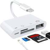 ZS-S1827 4-in-1 SD-Karte + TF-Karte + 8-Pin-Aufladung + USB-Schnittstelle zum 8-Pin-Schnittstellen-Kamera-Leseadapter, unterstützt alle iOS-Systeme