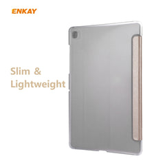 ENKAY ENK-8008 Three Folding Silk Texture PU Leather + PC Smart Case with Holder for Samsung Galaxy Tab S6 Lite P610 / P615